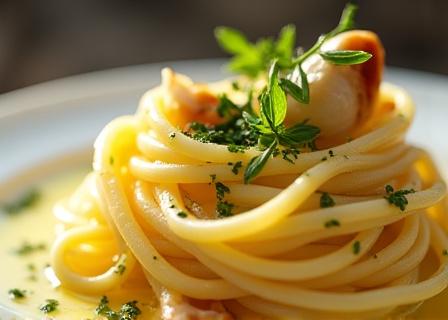 Platillo gourmet con ajo infusionado y hierbas frescas